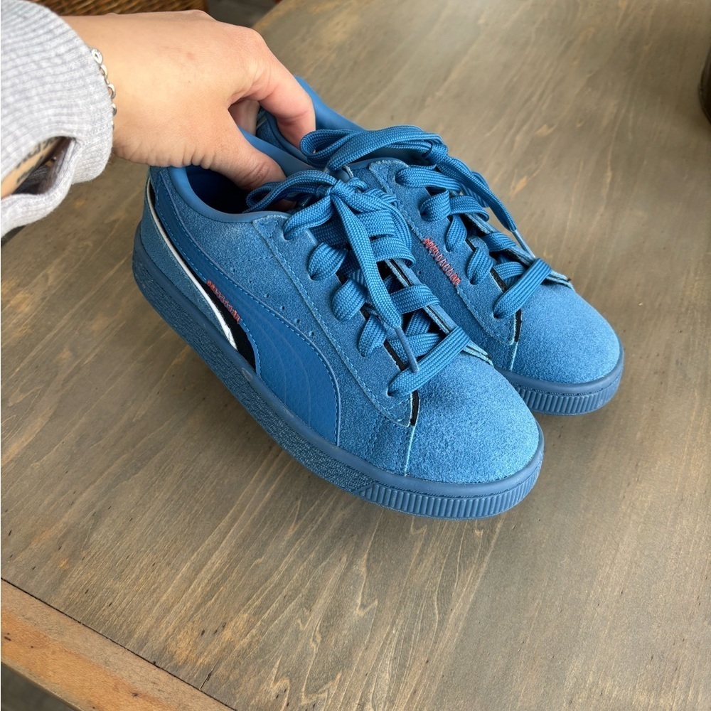 Puma Suede 'Displaced' in the Vallarta Blue colorway.